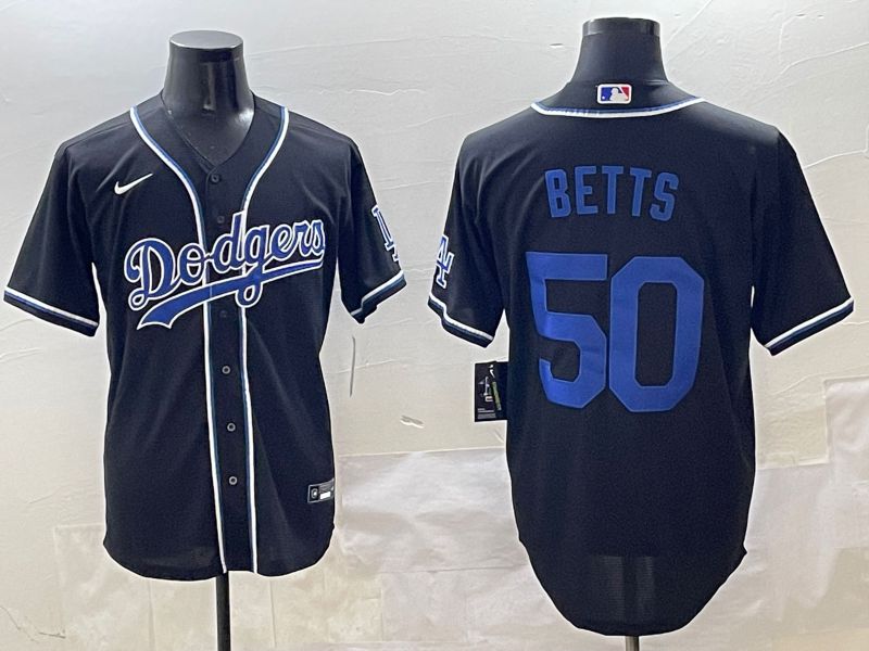 Men 2025 Los Angeles Dodgers #50 Betts Black Three generations Fashion Nike MLB Jersey style 9